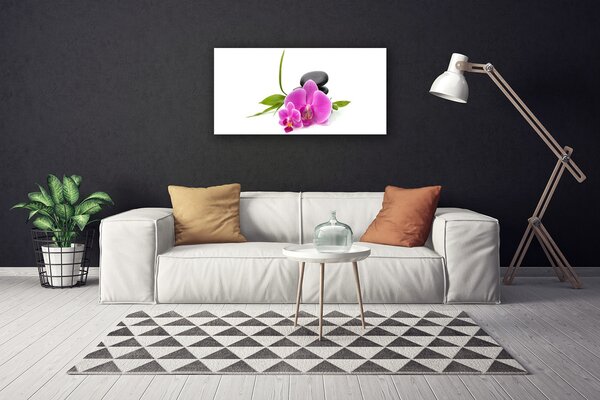 Tablou pe panza canvas Pietrele florale flori roz negru