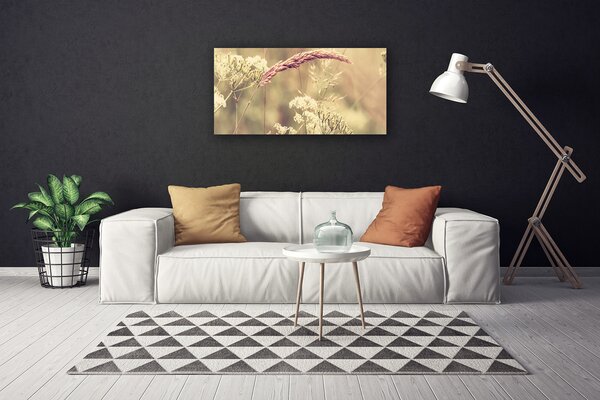 Tablou pe panza canvas Plante sălbatice Floral Alb Brun