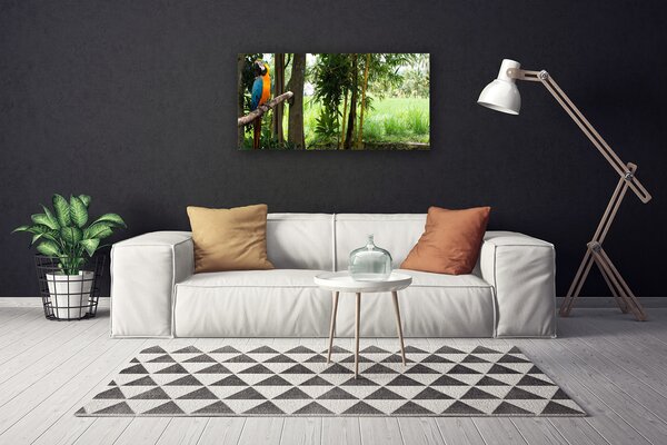 Tablou pe panza canvas Parrot Copaci Natura Albastru Galben Maro Verde