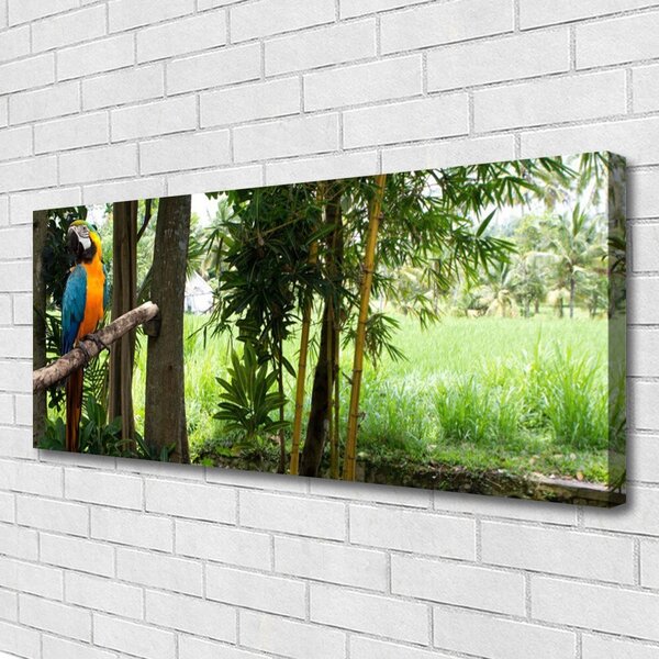 Tablou pe panza canvas Parrot Copaci Natura Albastru Galben Maro Verde