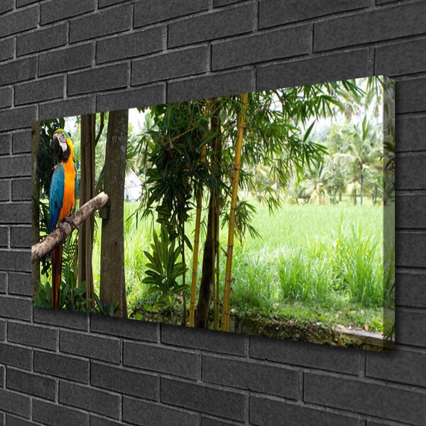 Tablou pe panza canvas Parrot Copaci Natura Albastru Galben Maro Verde
