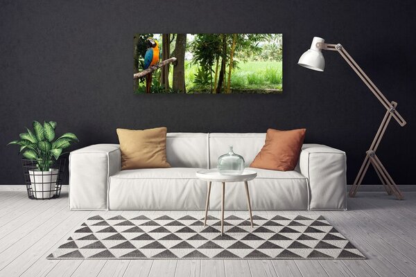 Tablou pe panza canvas Parrot Copaci Natura Albastru Galben Maro Verde
