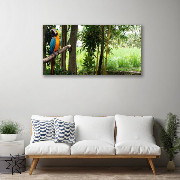 Tablou pe panza canvas Parrot Copaci Natura Albastru Galben Maro Verde