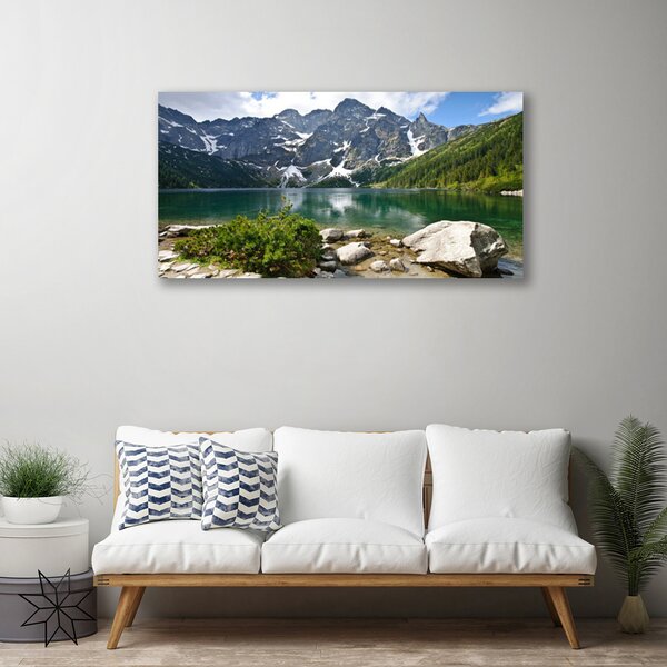 Tablou pe panza canvas Lacul Munții Peisaj Albastru Gri Alb