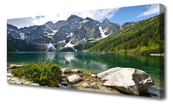 Tablou pe panza canvas Lacul Munții Peisaj Albastru Gri Alb