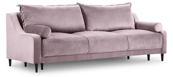 Canapea extensibila 3 locuri Rutile cu tapiterie din catifea, roz