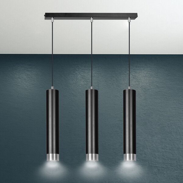 Emibig lampă suspendată 3x8 W negru-crom 643/3