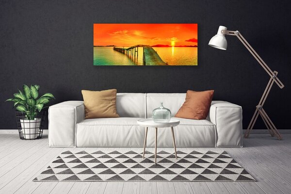 Tablou pe panza canvas Marea Podul Arhitectura Gri Albastru Galben Portocaliu