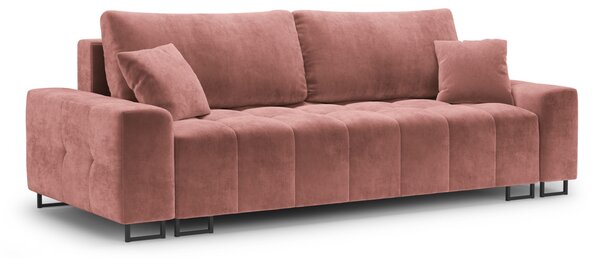 Canapea extensibila 3 locuri Byron cu tapiterie din catifea, roz