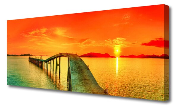 Tablou pe panza canvas Marea Podul Arhitectura Gri Albastru Galben Portocaliu