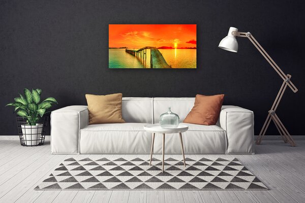 Tablou pe panza canvas Marea Podul Arhitectura Gri Albastru Galben Portocaliu