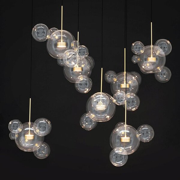 King Home Capri Line lampă suspendată x7 W transparent-auriu XCP9148-7B