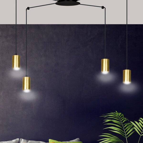 Emibig Traker lampă suspendată 4x8 W negru-auriu 526/4