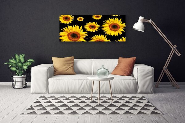 Tablou pe panza canvas Floarea soarelui Floral Brown Galben