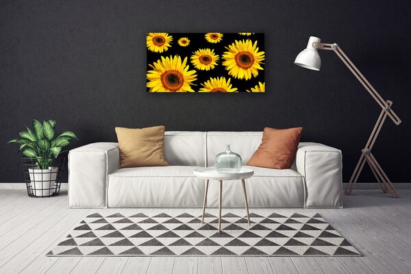 Tablou pe panza canvas Floarea soarelui Floral Brown Galben