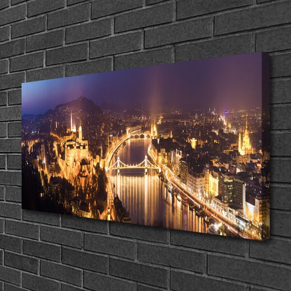 Tablou pe panza canvas Oraș Arhitectura Galben Violet