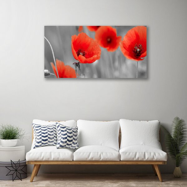 Tablou pe panza canvas Maci Floral Roșu Gri