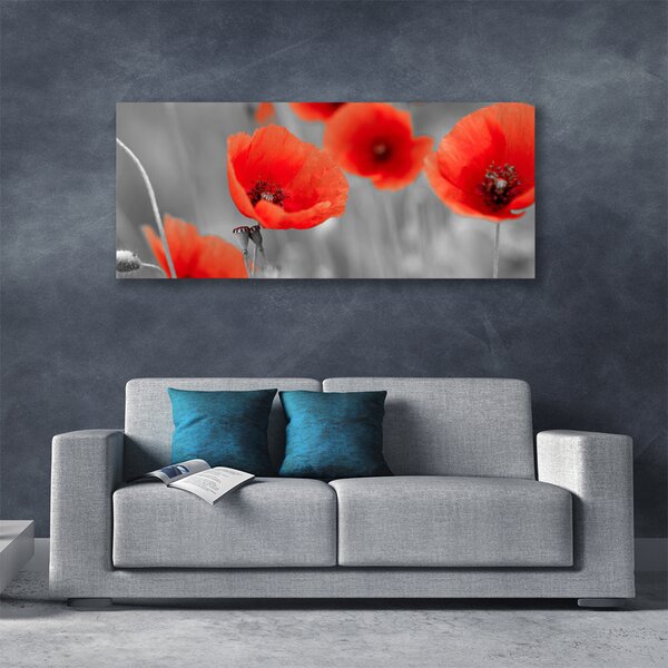 Tablou pe panza canvas Maci Floral Roșu Gri