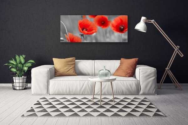 Tablou pe panza canvas Maci Floral Roșu Gri
