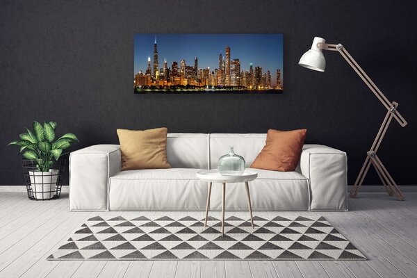 Tablou pe panza canvas Oraș Case Galben Violet