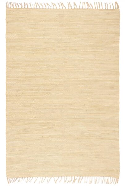 Covor Chindi țesut manual, bumbac, 200 x 290 cm, crem