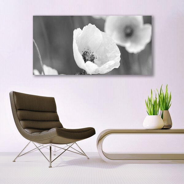 Tablou pe sticla Maci Floral Gray