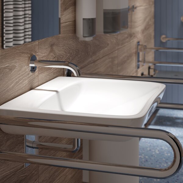 Geberit Selnova Compact lavoar 55x55 cm pătrat clasică pentru persoane cu dizabilități alb luciu 501.461.00.7