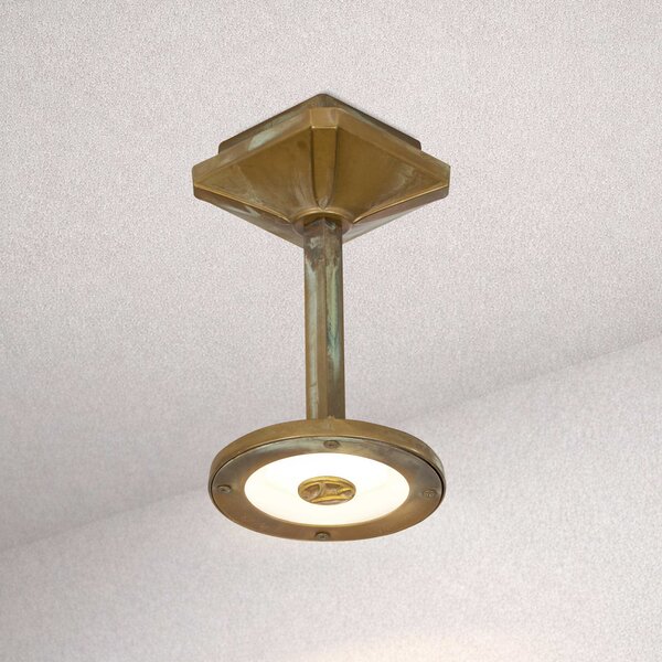 Moretti Luce Lampă de tavan pentru exterior cu LED-uri Aura Disk, înălțime 20 cm, alamă, Bronz / Alamă Veche, Alamă, Casă de țară / Rustic