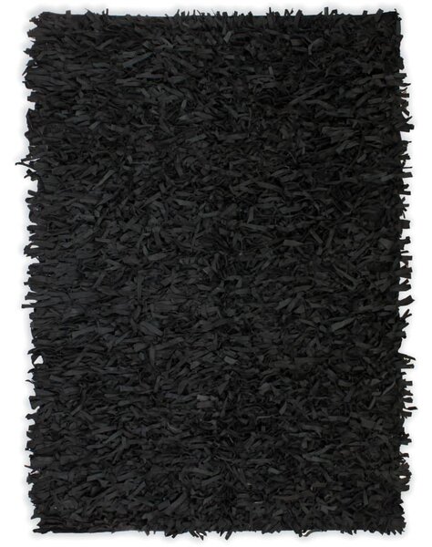 Covor fire lungi, piele naturală, 190x280 cm, Negru
