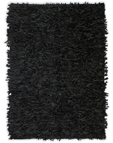 Covor fire lungi, piele naturală, 160x230 cm, Negru