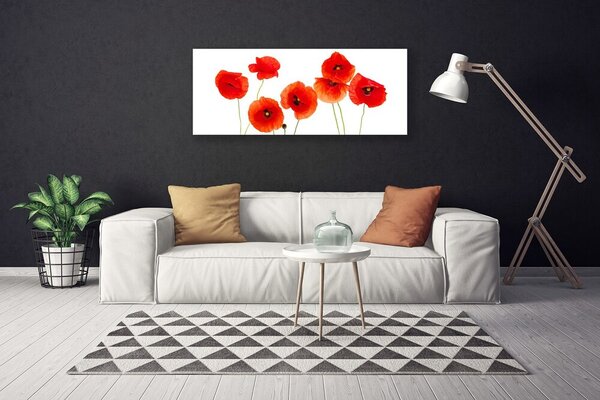 Tablou pe panza canvas Maci Floral Rosu Negru