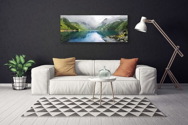 Tablou pe panza canvas Mountain Lake Peisaj Albastru Verde Gri