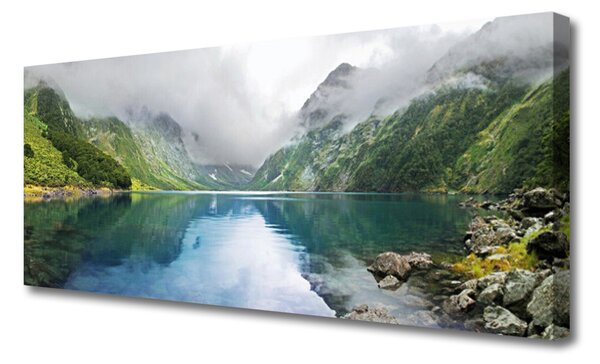 Tablou pe panza canvas Mountain Lake Peisaj Albastru Verde Gri