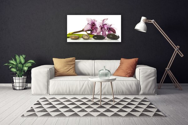 Tablou pe panza canvas Pietrele florale flori roz Gri Negru