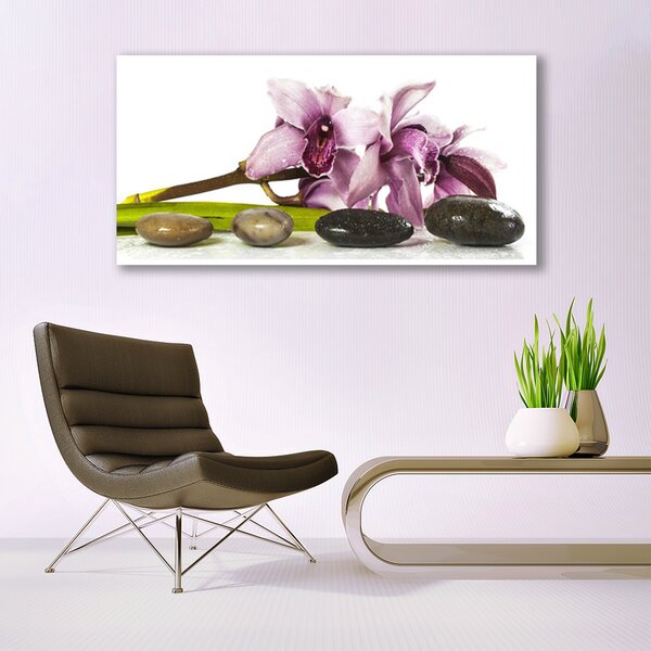 Tablou pe panza canvas Pietrele florale flori roz Gri Negru