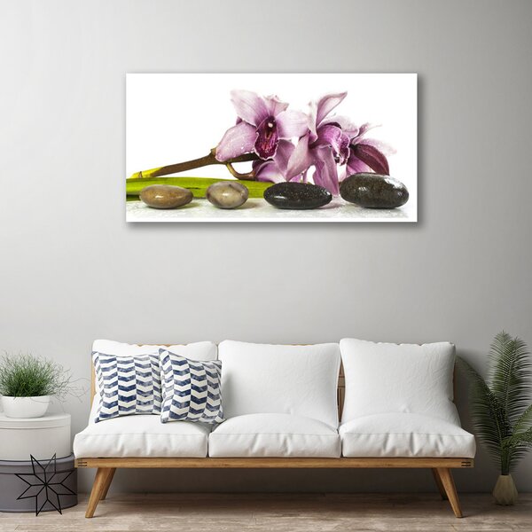 Tablou pe panza canvas Pietrele florale flori roz Gri Negru