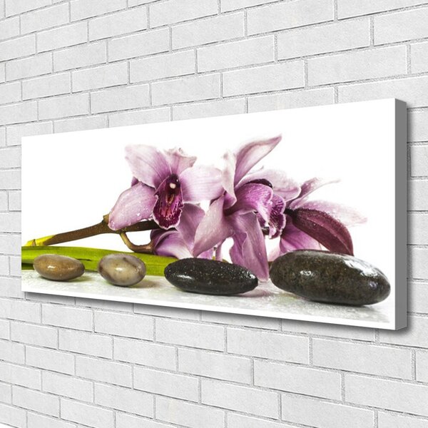 Tablou pe panza canvas Pietrele florale flori roz Gri Negru
