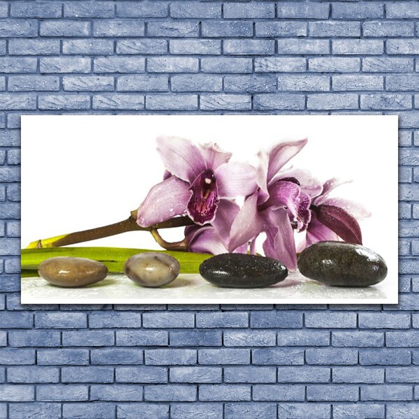 Tablou pe panza canvas Pietrele florale flori roz Gri Negru