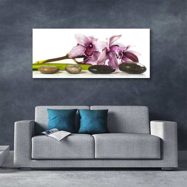 Tablou pe panza canvas Pietrele florale flori roz Gri Negru
