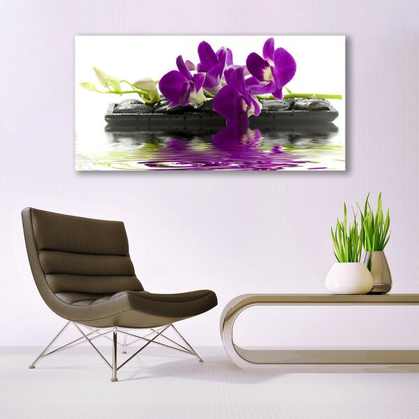 Tablou pe sticla Flori roz Floral