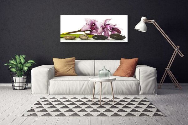 Tablou pe panza canvas Pietrele florale flori roz Gri Negru