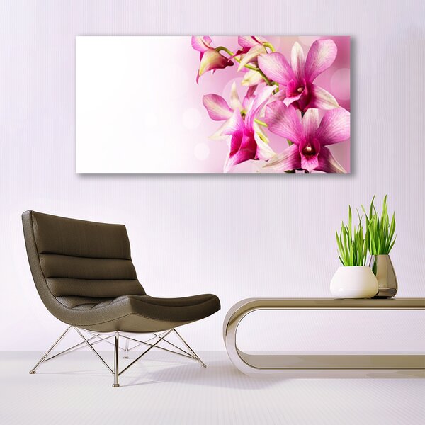 Tablou pe sticla Flori roz Floral