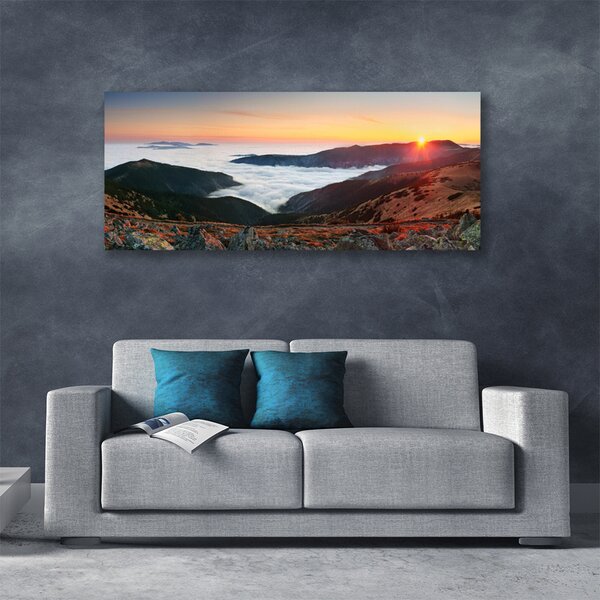 Tablou pe panza canvas Rezervat Peisaj Brun Gri Alb Galben