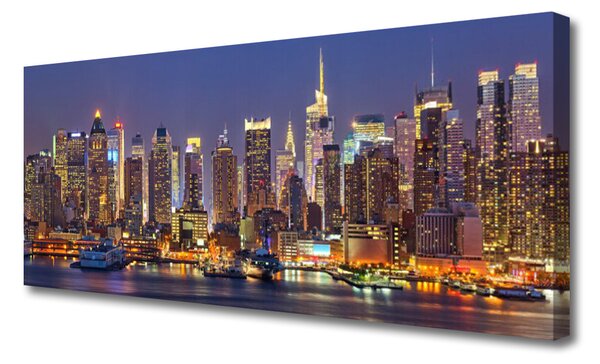 Tablou pe panza canvas Oraș Case Violet Galben Maro