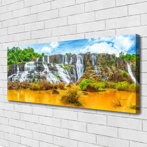 Tablou pe panza canvas Cascada Natura Gri Alb