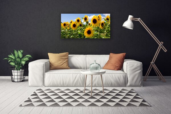 Tablou pe panza canvas Floarea soarelui Floral Brun Galben Verde