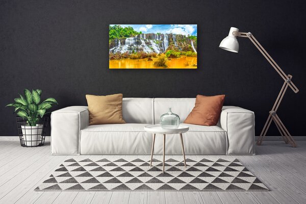 Tablou pe panza canvas Cascada Natura Gri Alb