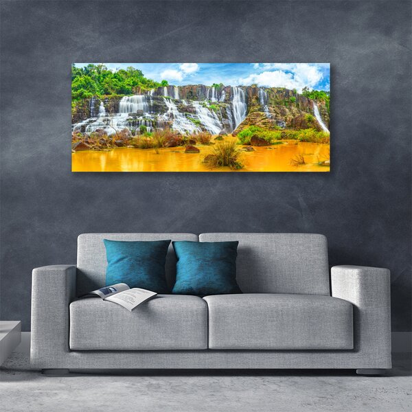 Tablou pe panza canvas Cascada Natura Gri Alb