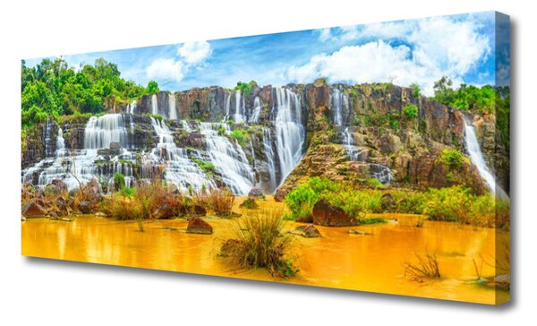 Tablou pe panza canvas Cascada Natura Gri Alb