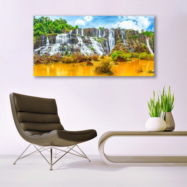 Tablouri acrilice Cascada Natura Gri Alb
